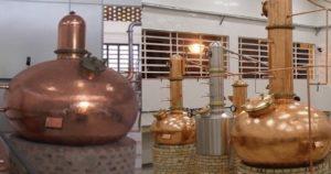 Alambiques de cobre para destilação