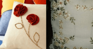 Almofada bordada com flor – Passo a passo