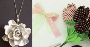 Modelos de flores de tecido e materiais recicláveis – Passo a passo