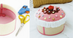 Caixa decorada em patch decór para bebês – Cupcake