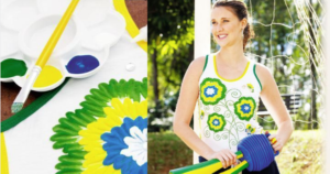 Camiseta do Brasil decorada com flores